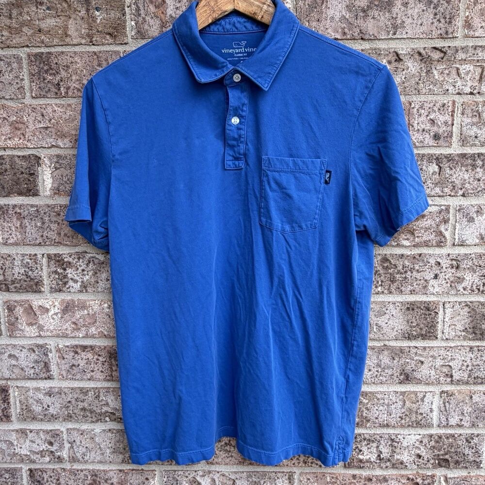 Vineyard Vines Polo Shirt Mens Small S Blue Pima Cotton Classic Fit Pocket